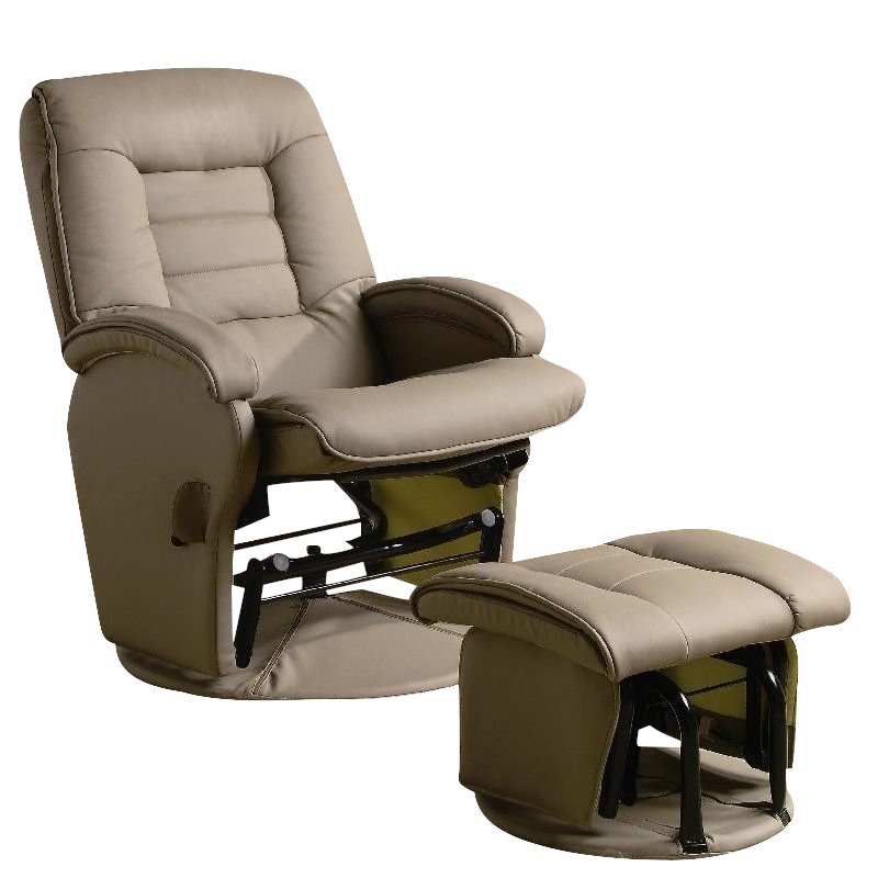 Coaster Faux Leather Glider Recliner, Leather Glider And Ottoman