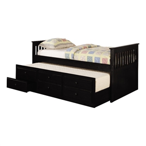Coaster Rochford Wood Twin Captain's Daybed with Storage Trundle in Black