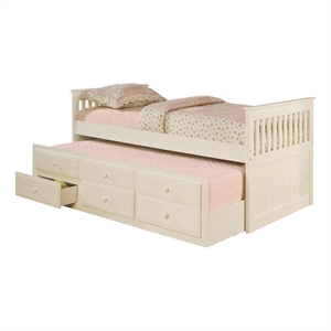 Coaster Rochford Wood Twin Captain's Daybed with Storage Trundle in White