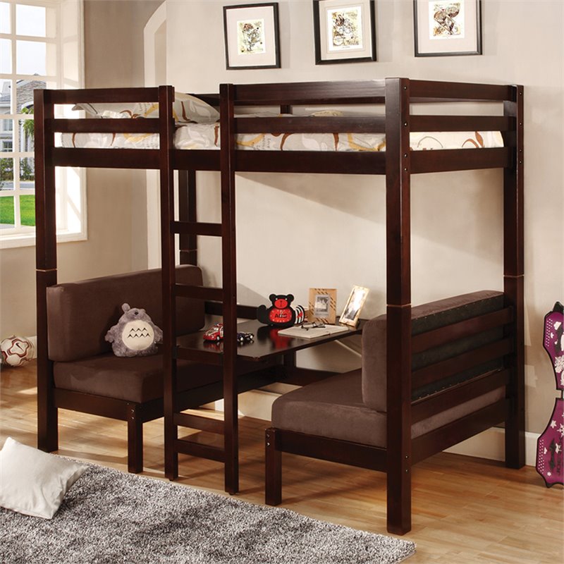Coaster Joaquin Twin Over Twin Convertible Bunk Bed in Brown
