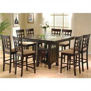 coaster hyde 9 piece counter height dining set in cappuccino