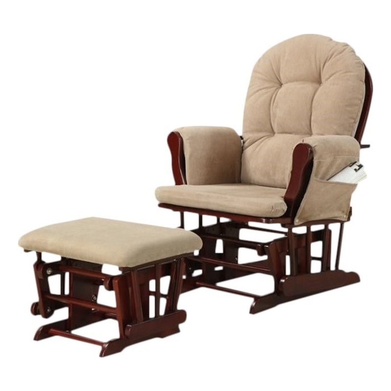 Coaster Tan Microfiber Glider with Matching Ottoman by Coaster | Cymax ...