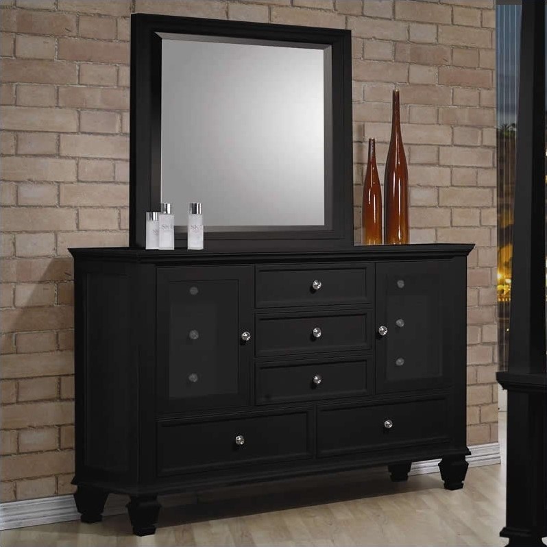 Coaster Sandy Beach Dresser And Mirror, Black Dresser Set With Mirror