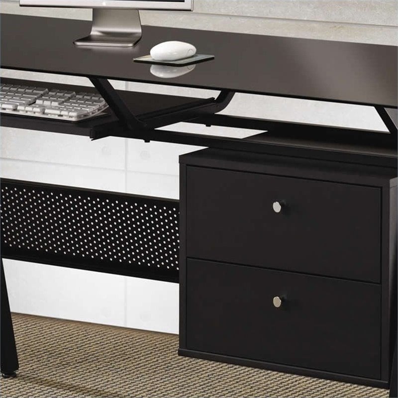 Coaster Computer Desk with Two Storage Drawers in Black ...