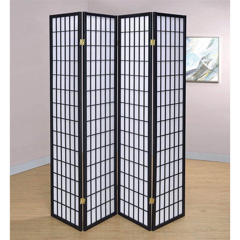 Coaster 4 Panel Room Divider in Black and White | Cymax Business