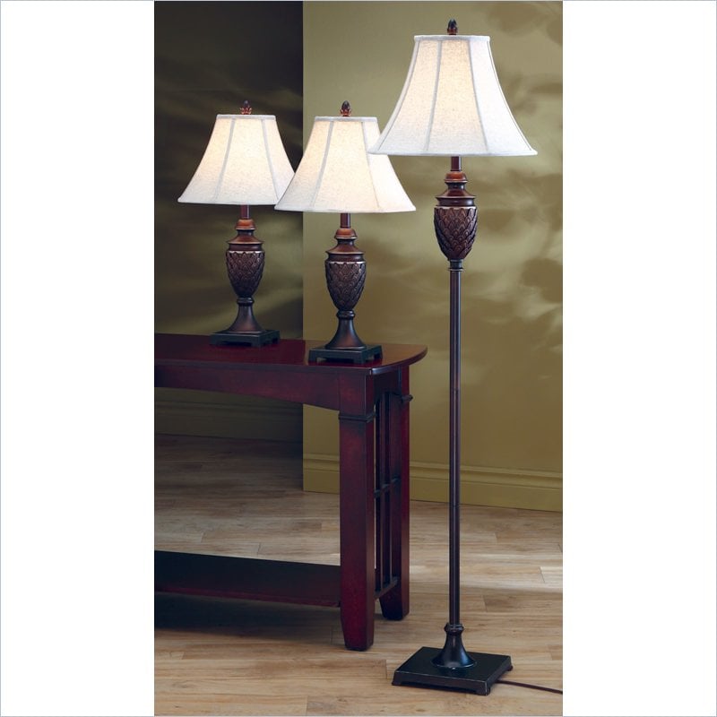 Coaster Three Piece Lamp Set in Dark Brown   901146