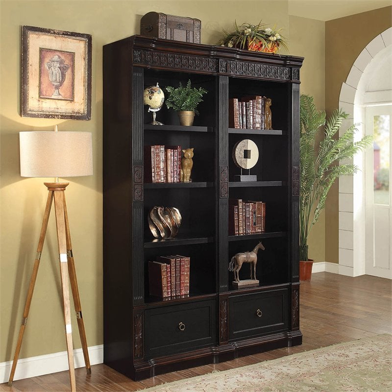 Coaster Nicolas Carved Combination Bookcase in Dark Wood 800922