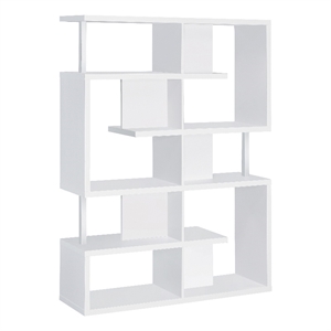 Coaster 5-Tier Geometric Contemporary Wood Bookcase in White
