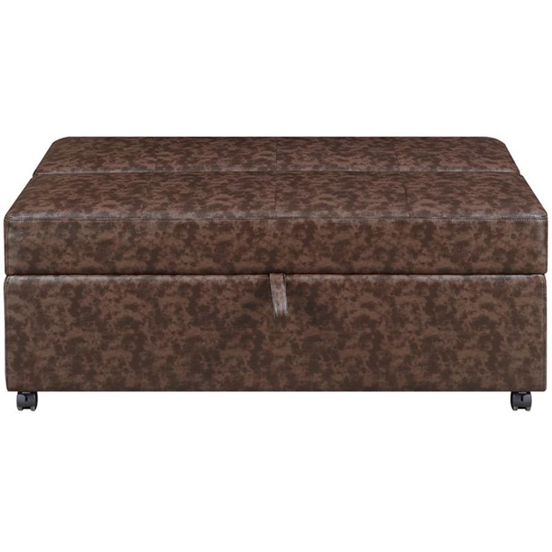 Coaster Faux Leather Sleeper Ottoman In Dark Brown 500750