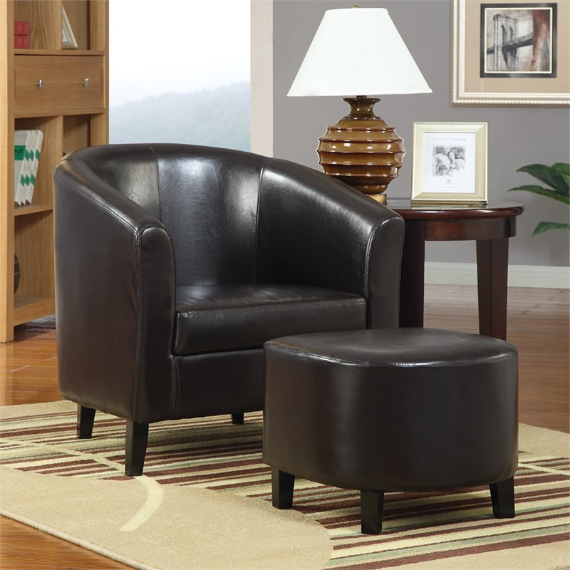 Coaster Faux Leather Accent Chair With, Tan Leather Accent Chair With Ottoman
