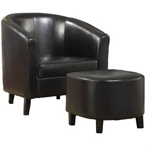 coaster faux leather accent chair with ottoman in dark brown