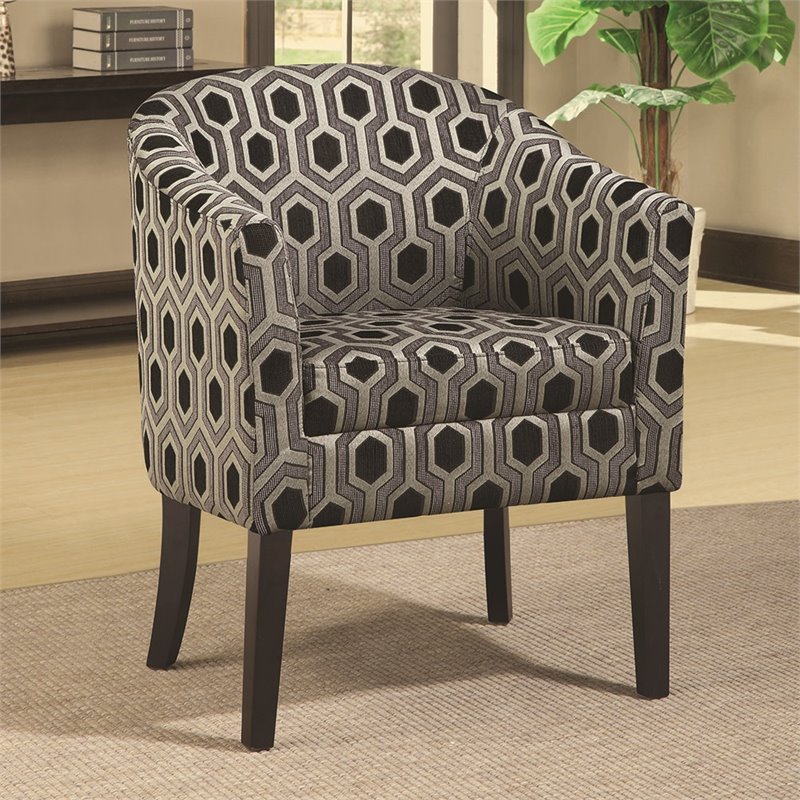 Coaster Charlotte Barrel Back Accent Chair in Gray and White