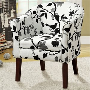 Coaster Accent Barrel Chair in Bird and White Branch Pattern