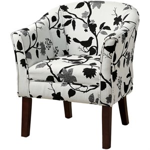 coaster upholstered floral accent chair in black and white
