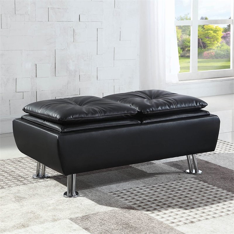 Leatherette Ottoman Deals 55 Off, Faux Leather Ottoman With Reversible Tray Tops White