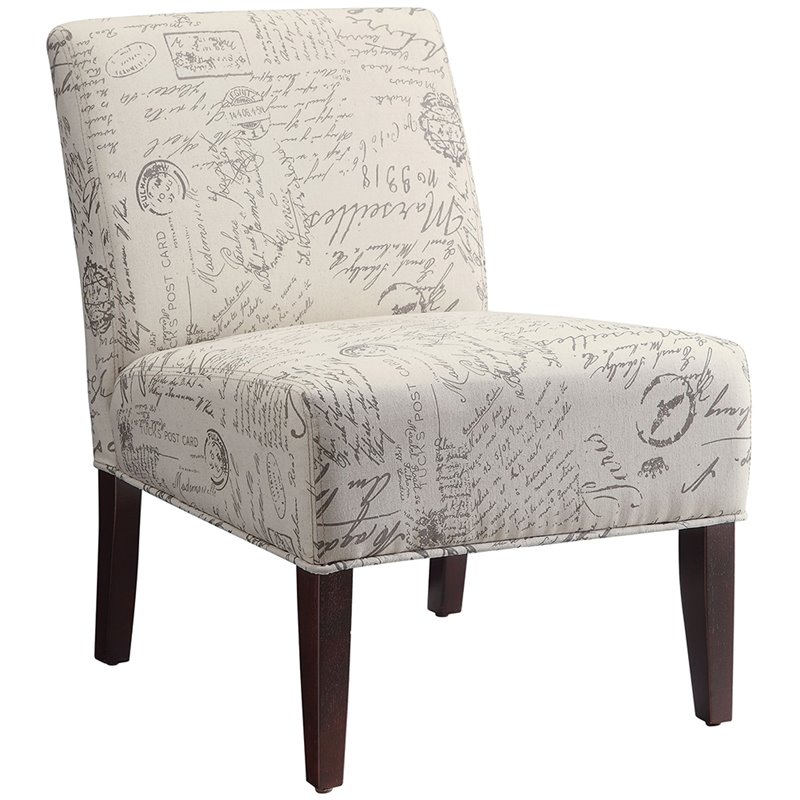 Coaster French Script Accent Chair in Off White and Gray 902055