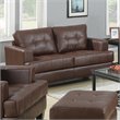 Coaster Samuel Transitional Faux Leather Tufted Loveseat in Brown