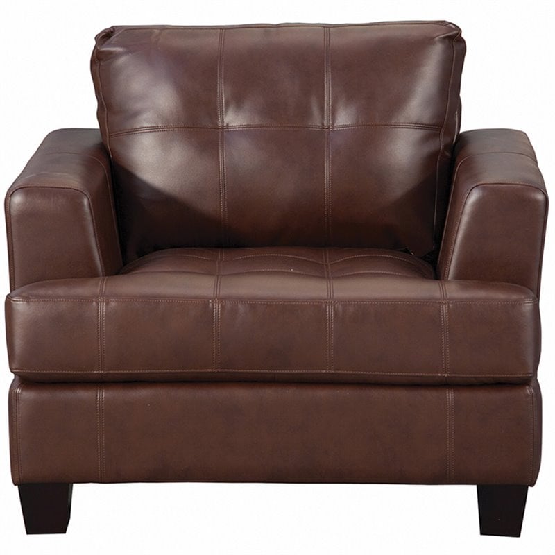 Coaster Samuel Faux Leather Tufted, Brown Leather Tufted Chair