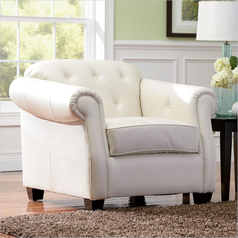 Kristyna Bonded Leather Upholstered Chair in Off White - 502553