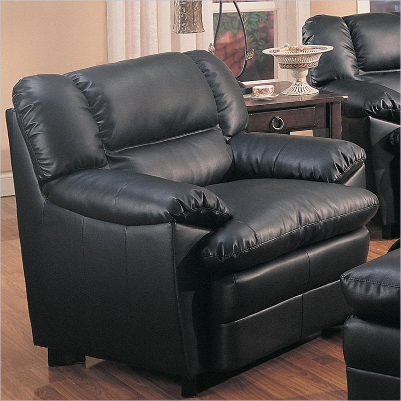 Coaster Harper Overstuffed Leather Club Chair in Black   501923