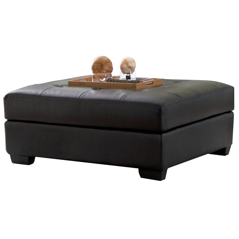 Coaster Darie Tufted Faux Leather, Square Ottoman Coffee Table Black