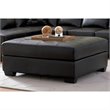 Coaster Darie Tufted Faux Leather Square Ottoman in Black