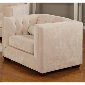 Coaster Alexis Tufted Microvelvet Club Arm Chair in Beige