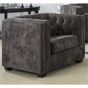 Coaster Alexis Tufted Microvelvet Club Arm Chair in Black