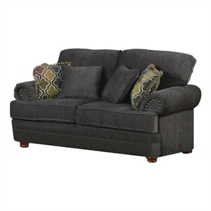 Coaster Colton Loveseat with Rolled Arms in Smokey Gray and Brown