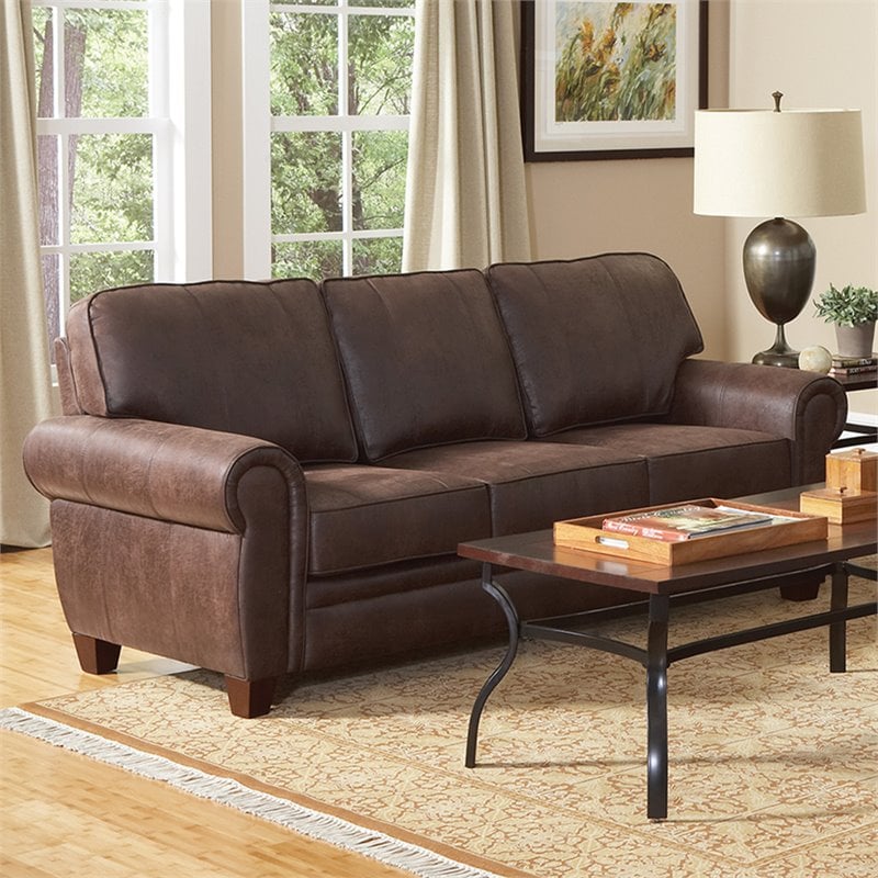 Coaster Bentley Elegant and Rustic Microfiber Sofa in Brown - 504201