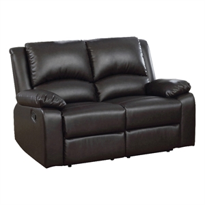 Coaster Boston Faux Leather Upholstered Tufted Motion Loveseat in Brown