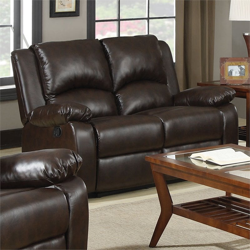 Coaster Boston Faux Leather Reclining, Brown Leather Reclining Sofa