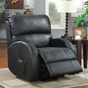 coaster leather power lift recliner in black