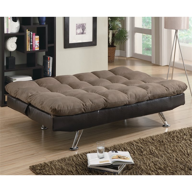 Coaster Elise Tufted Sleeper Sofa in Brown and Chrome