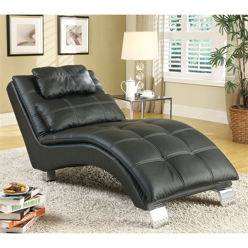 Coaster Dilleston Faux Leather Chaise, Chaise Lounge Chair Leather