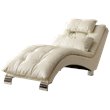 Coaster Dilleston Faux Leather Upholstered Chaise Lounge in White