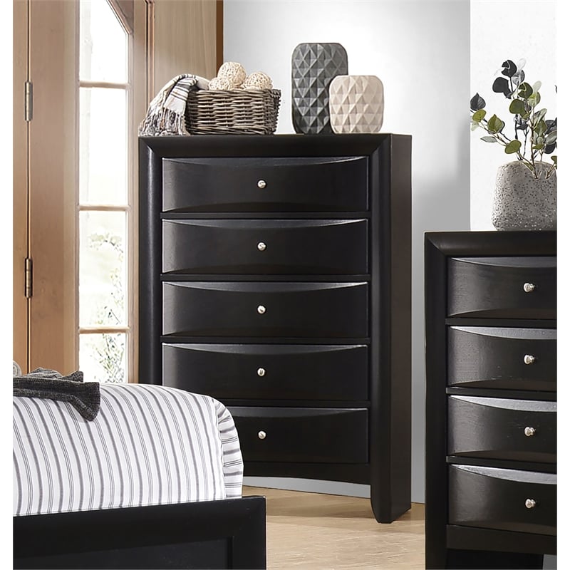 Coaster Briana 5-drawer Transitional Wood Bedroom Chest in Black