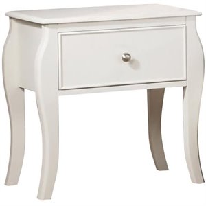 coaster dominique 1 drawer nightstand in white and silver