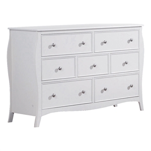 Coaster Dominique Coastal 7-Drawer Wood Dresser with Metal Knob in White