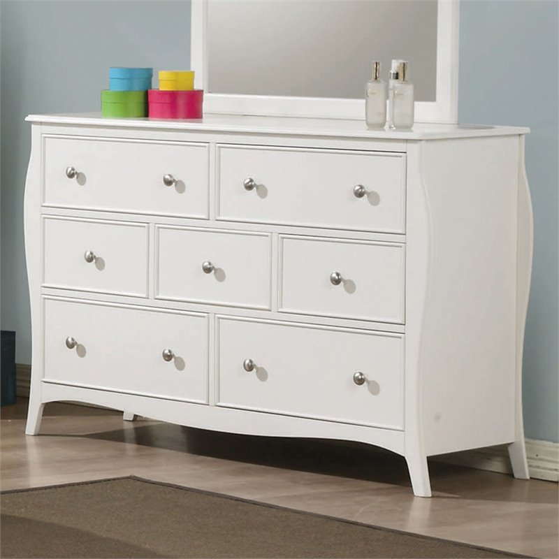 Coaster Dominique 7 Drawer Dresser in White and Silver | Cymax Business