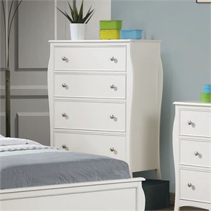 coaster dominique 4 drawer chest in white and silver