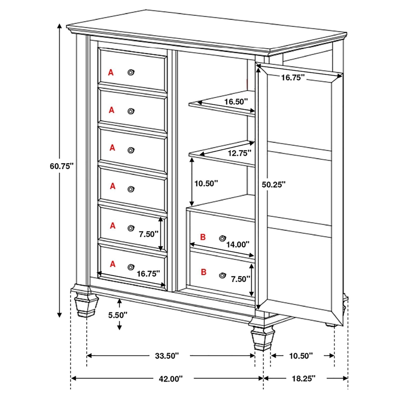 Coaster Sandy Beach Coastal Wood 8-drawer Man's Chest In Buttermilk 