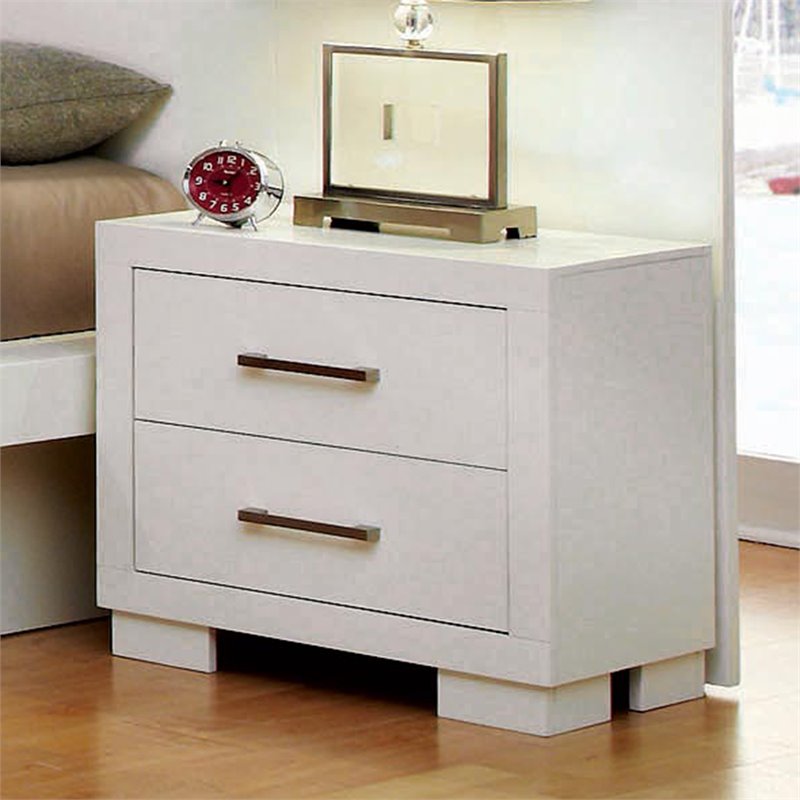 Coaster Jessica Contemporary 2-Drawer Wood Nightstand in White