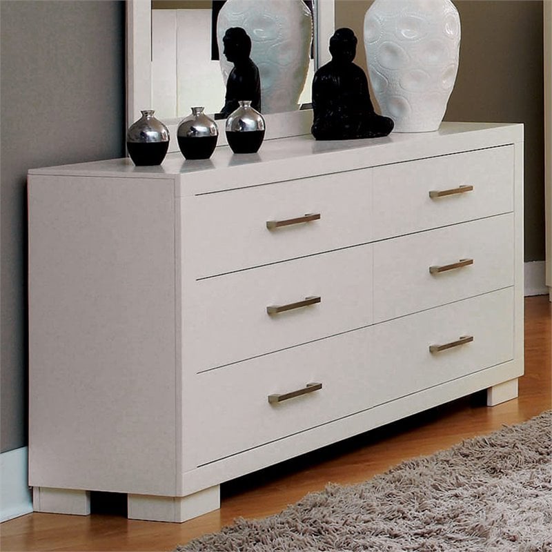 Coaster Jessica 6 Drawer Contemporary Double Dresser in White Cymax