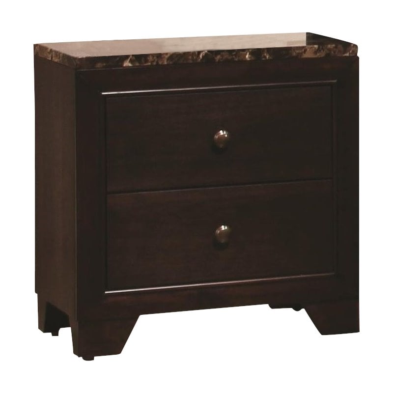 Coaster Conner 2 Drawer Faux Marble Top Nightstand In Cappuccino 200422