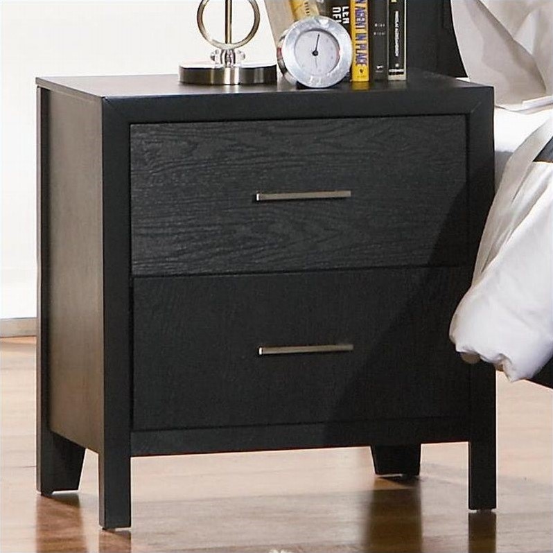 Coaster Grove 2 Drawer Nightstand In Black And Silver 201652