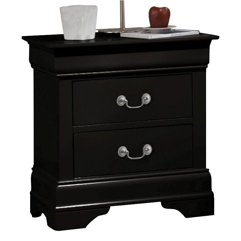 Coaster Louis Philippe 2 Drawer Nightstand In Black And Silver 203962