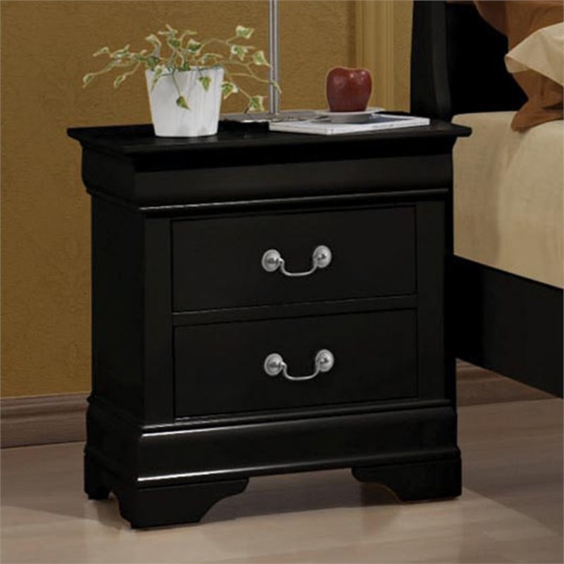 Coaster Louis Philippe 2 Drawer Nightstand In Black And Silver