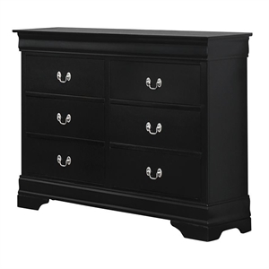 Coaster Louis Philippe Traditional 6-Drawer Wood Dresser in Black