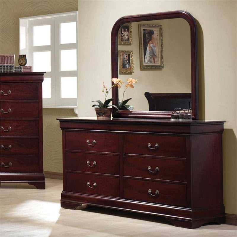 Coaster Louis Philippe 6 Drawer Double Dresser in Rich Cherry - 203973